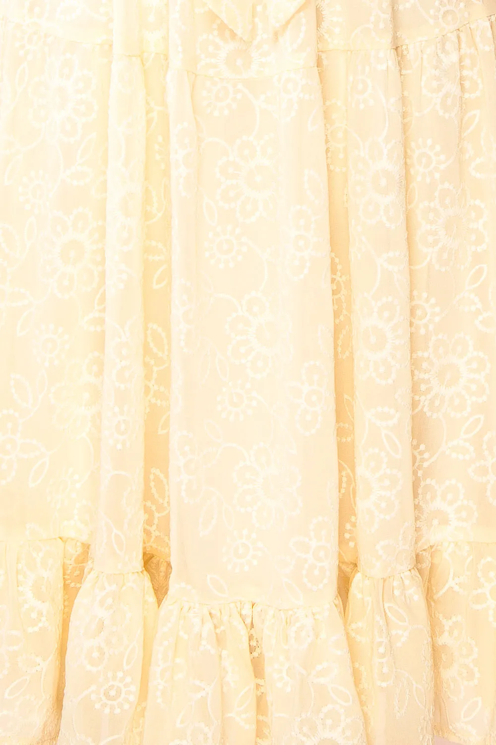 Pepita Beige | Chiffon Midi Dress w/ Floral Embroidery