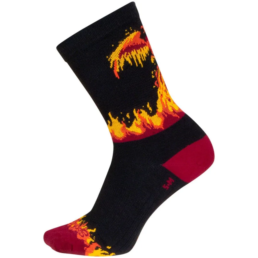 Pizza and Beer Crew Bike Socks - Black/Orange