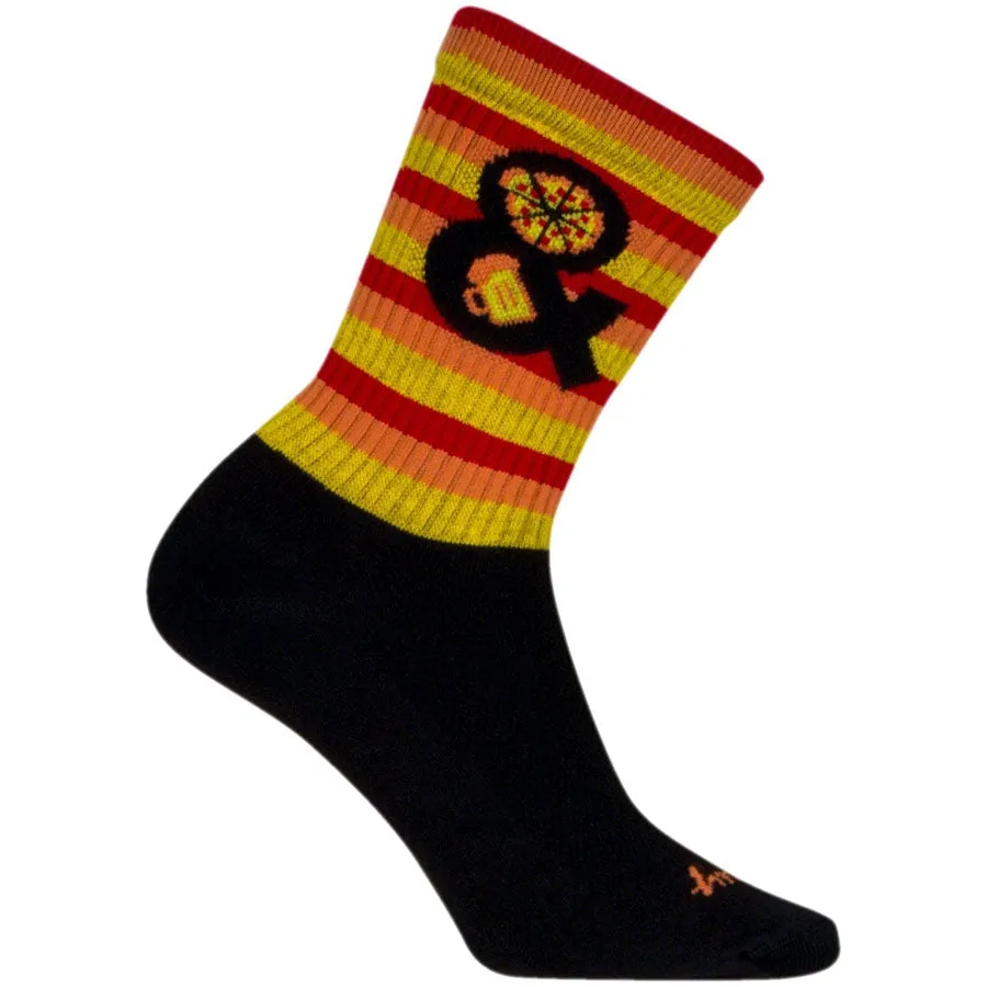 Pizza and Beer Crew Bike Socks - Black/Orange