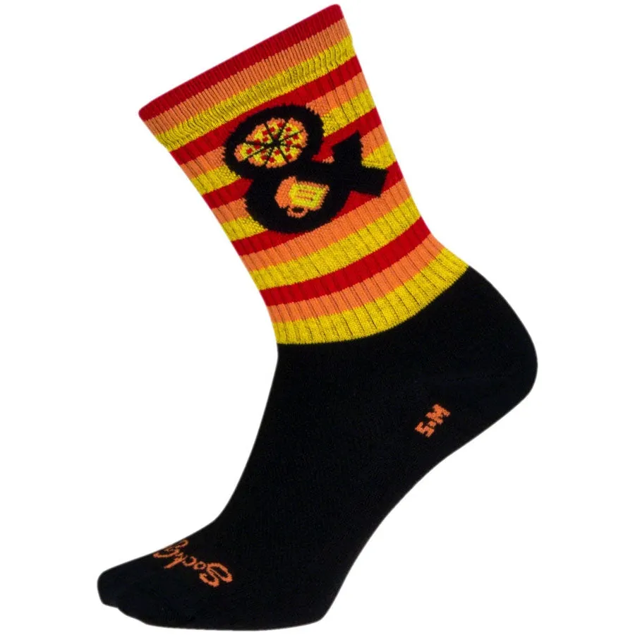 Pizza and Beer Crew Bike Socks - Black/Orange