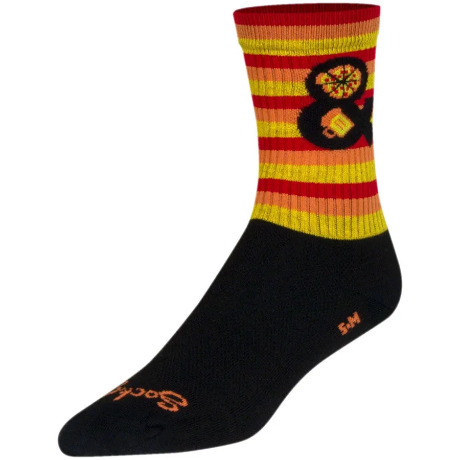 Pizza and Beer Crew Bike Socks - Black/Orange
