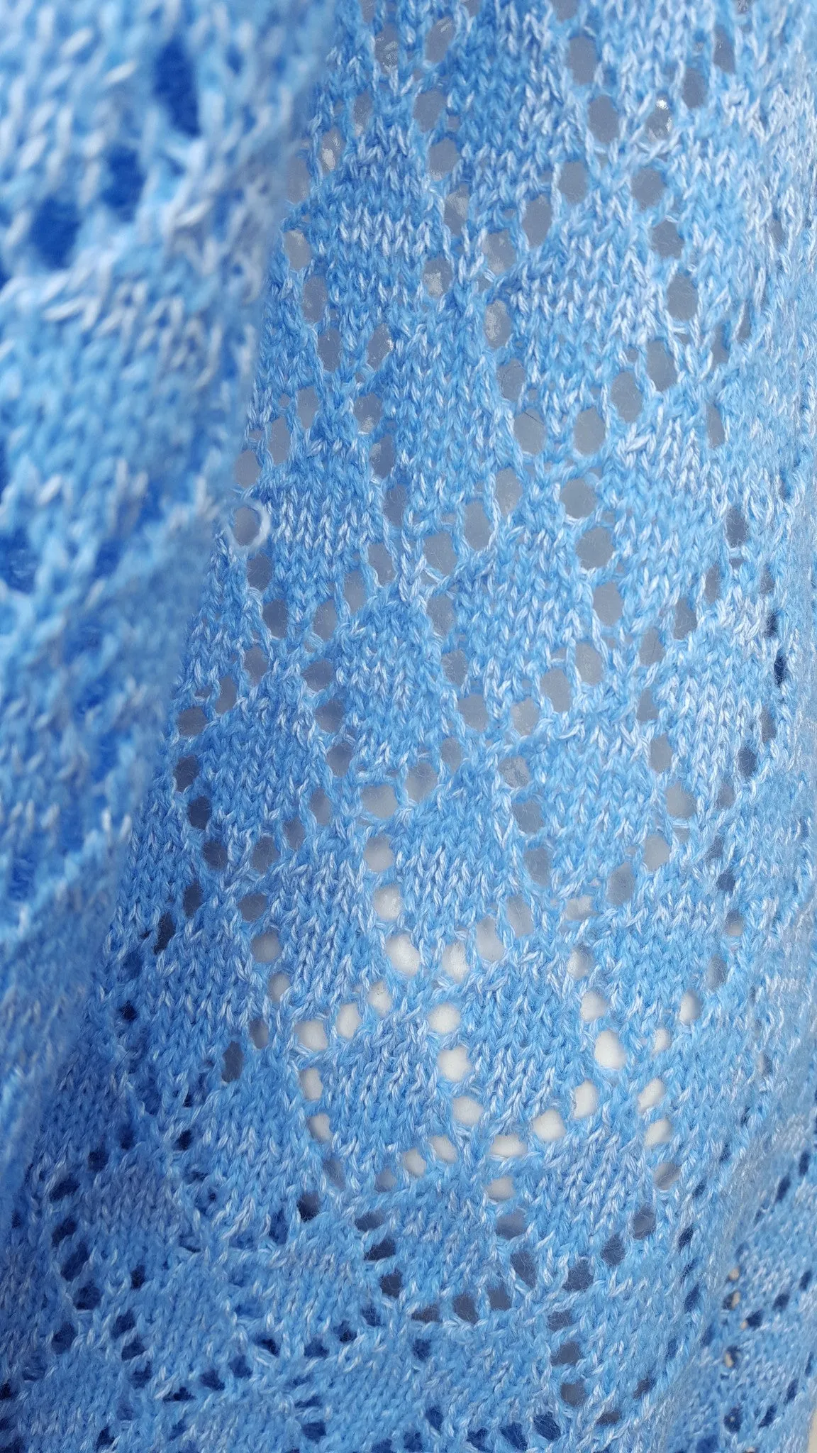 Powder Blue  cotton/Acrylic lace knit, beaded wrap pashmina, shawl