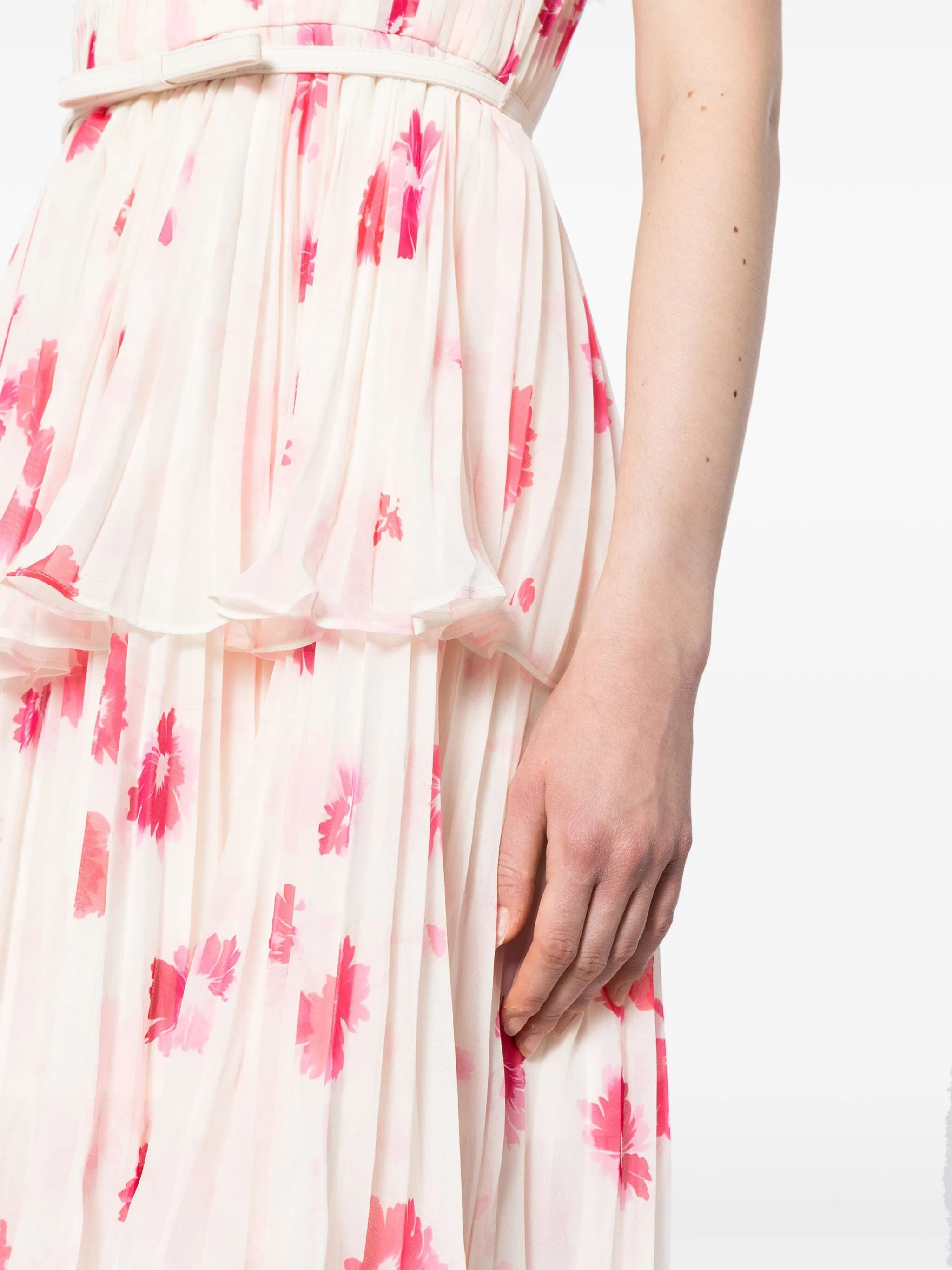 Printed Chiffon Tiered Midi Dress