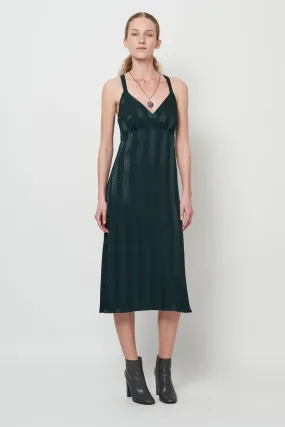 Satin Stripe Pine Mona Midi Dress