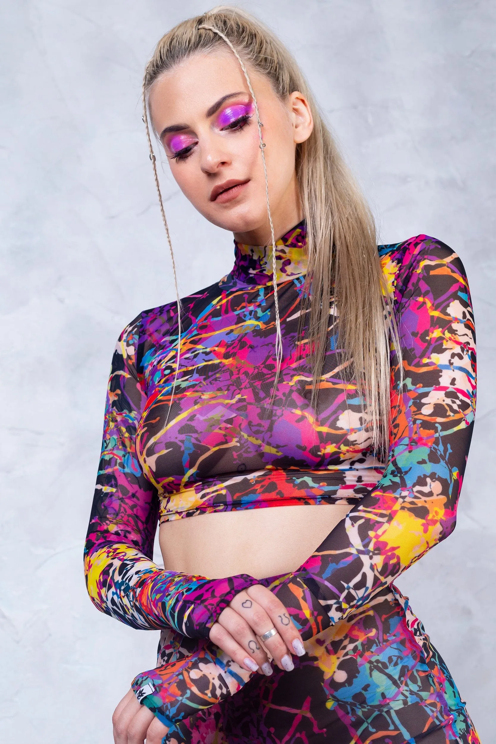 Splatter Mesh Rave Skirt Set