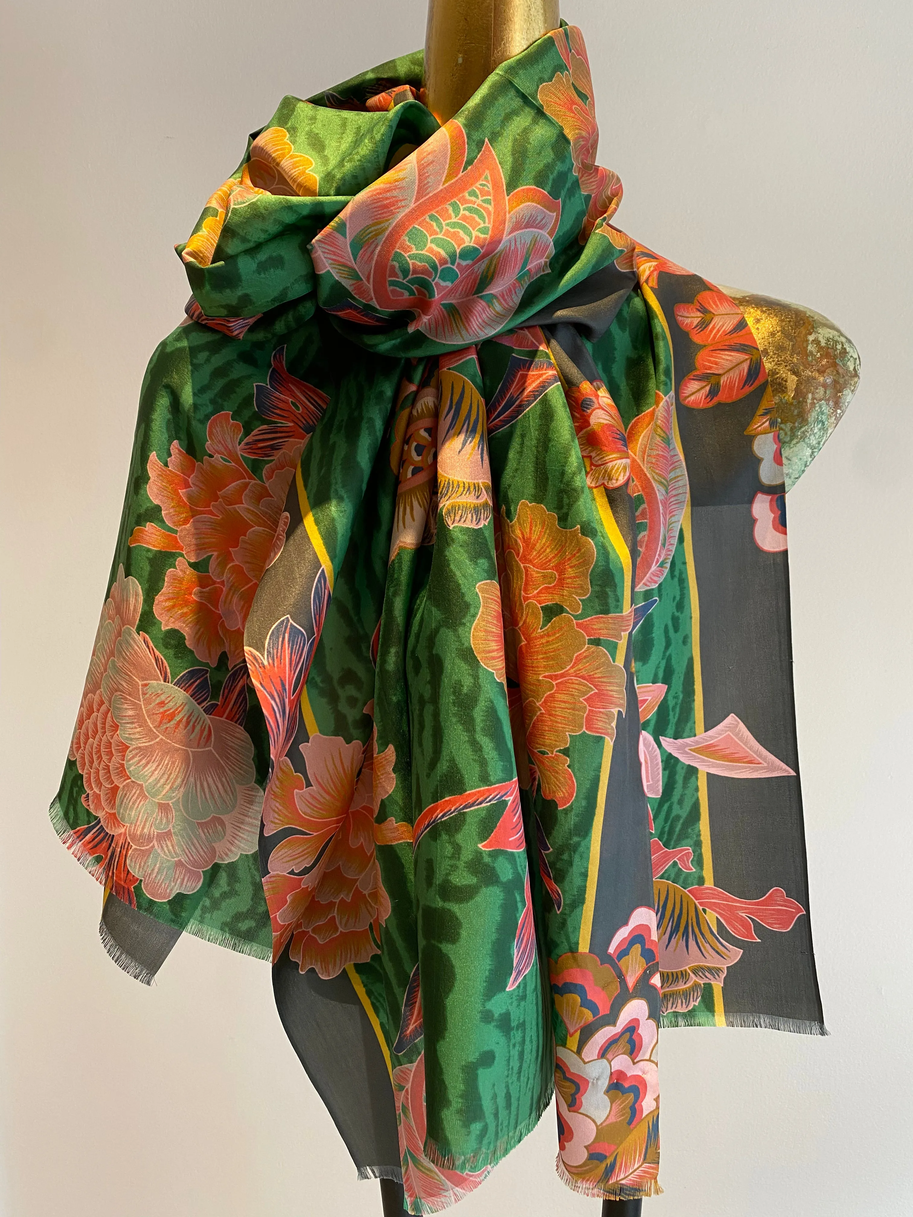Spring Silk Scarf.       April Sale 25% Off ....At Checkout Use Code April25