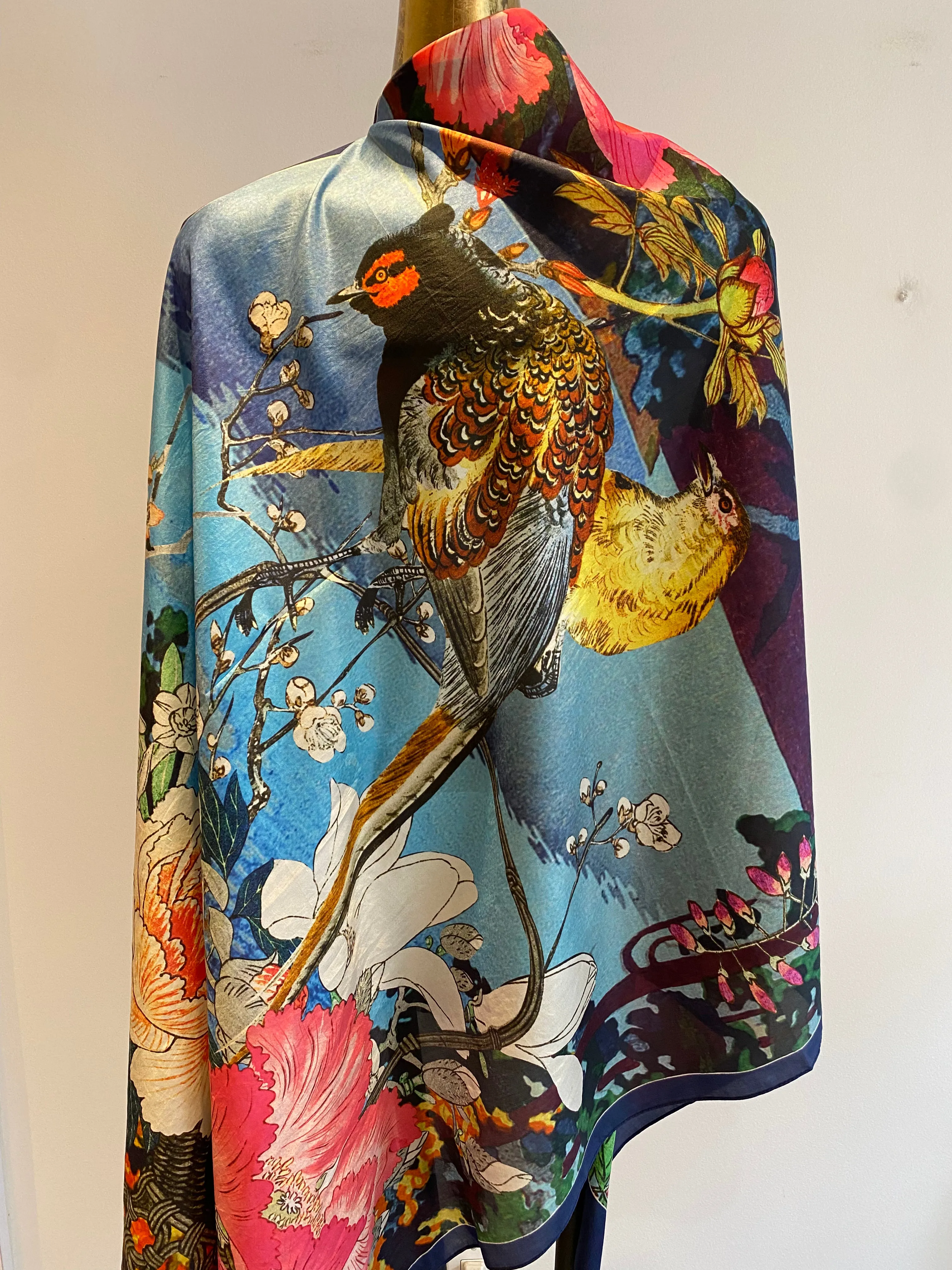 Spring Silk Scarf.       April Sale 25% Off ....At Checkout Use Code April25