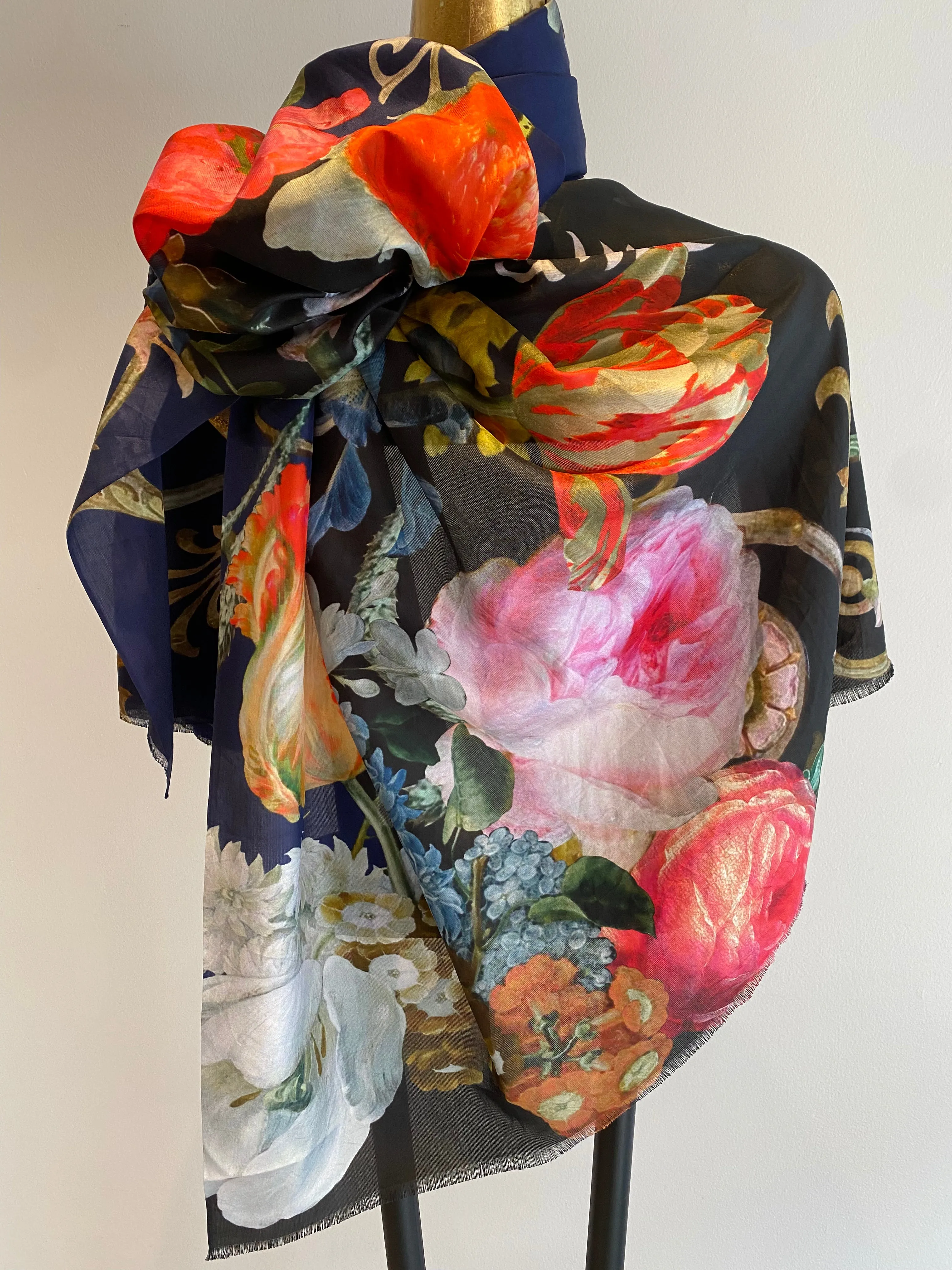 Spring Silk Scarf.       April Sale 25% Off ....At Checkout Use Code April25