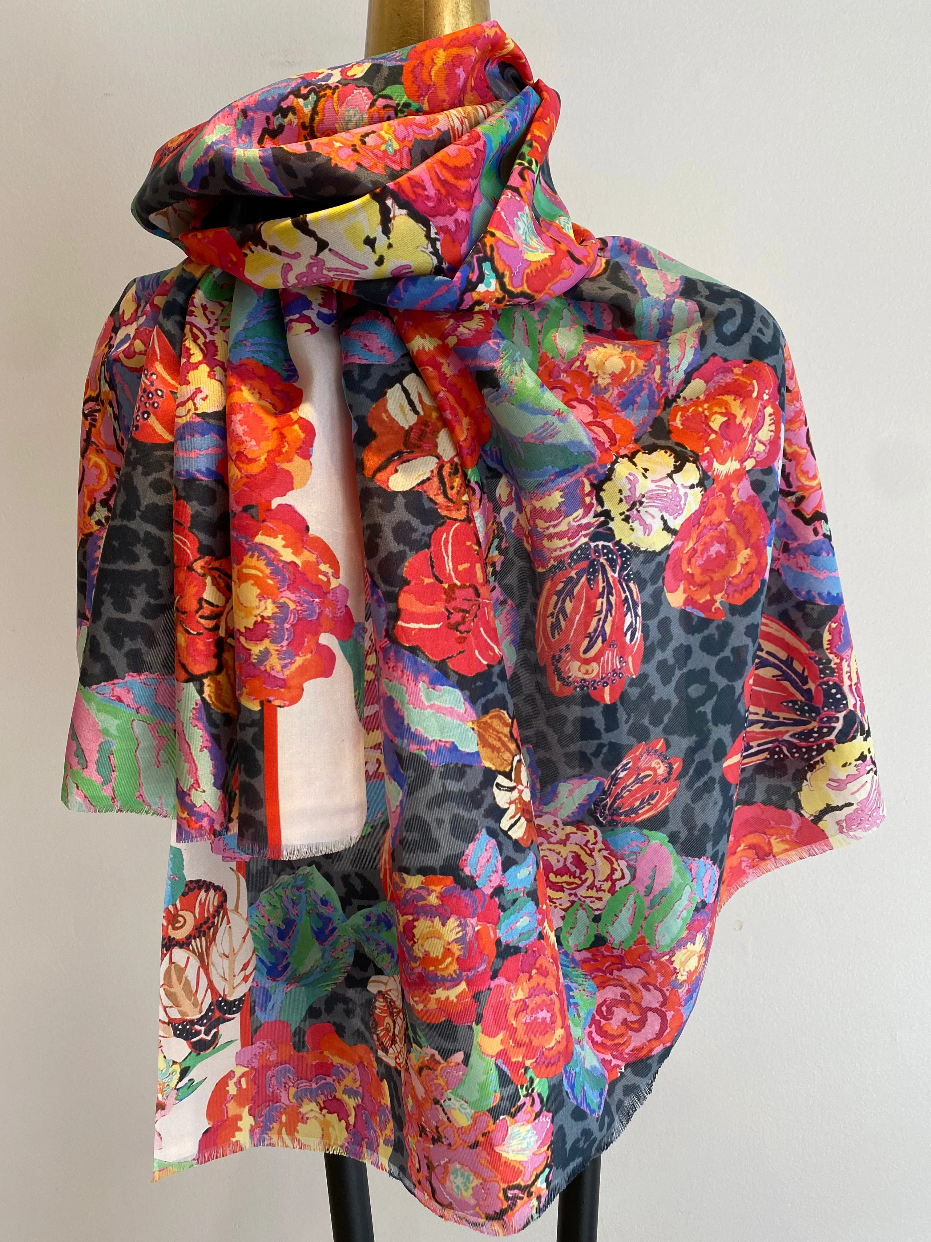 Spring Silk Scarf.       April Sale 25% Off ....At Checkout Use Code April25