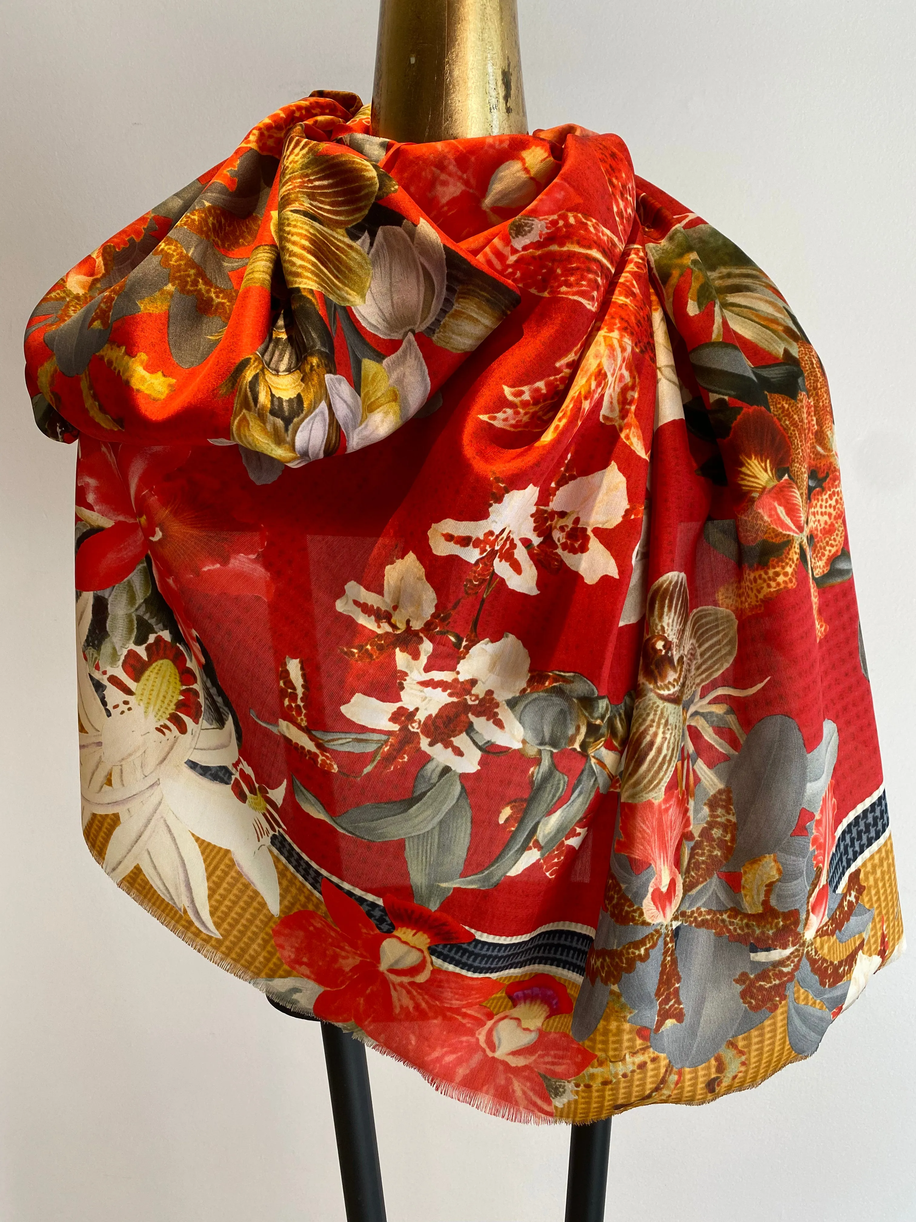 Spring Silk Scarf.       April Sale 25% Off ....At Checkout Use Code April25