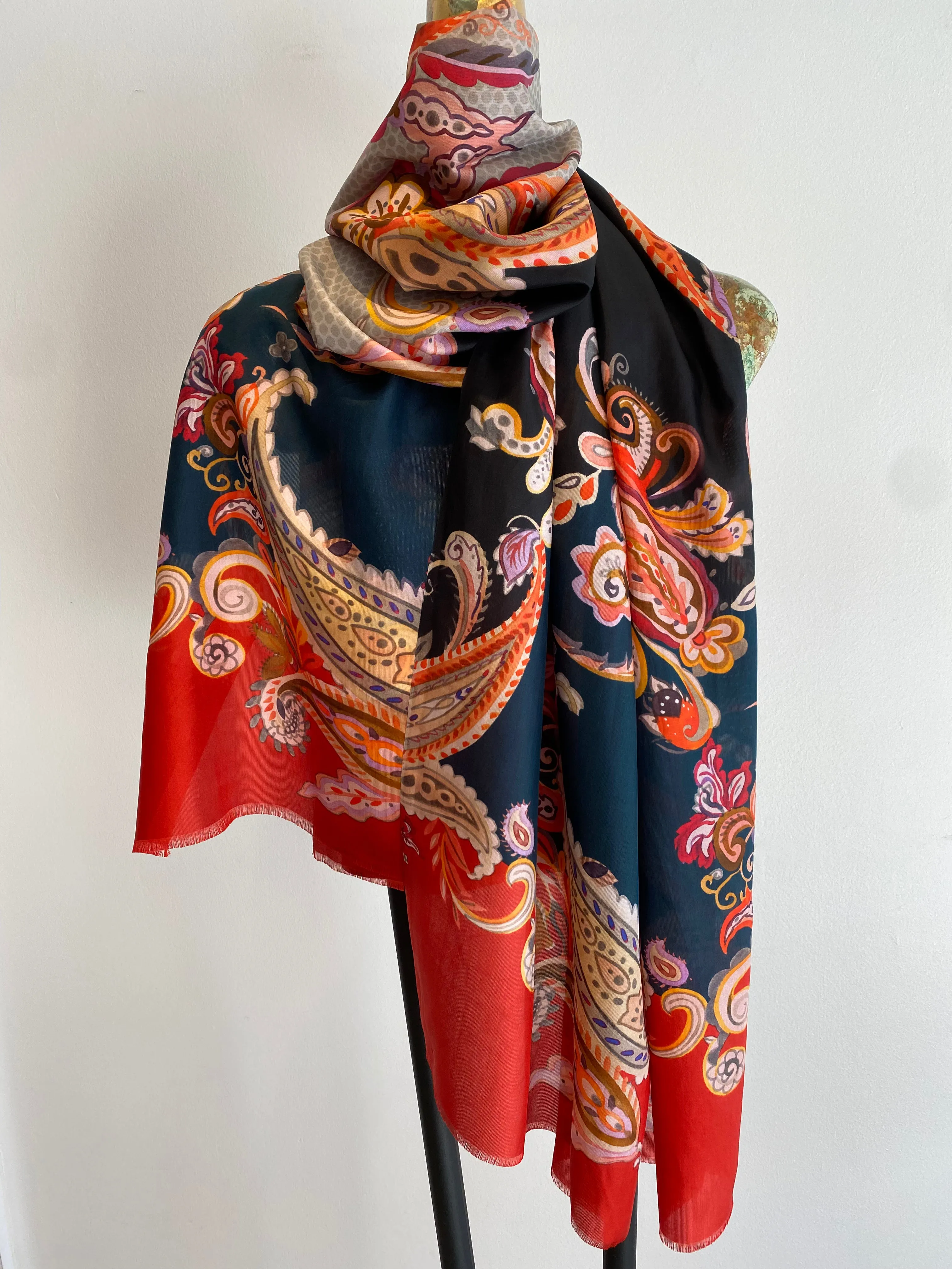 Spring Silk Scarf.       April Sale 25% Off ....At Checkout Use Code April25
