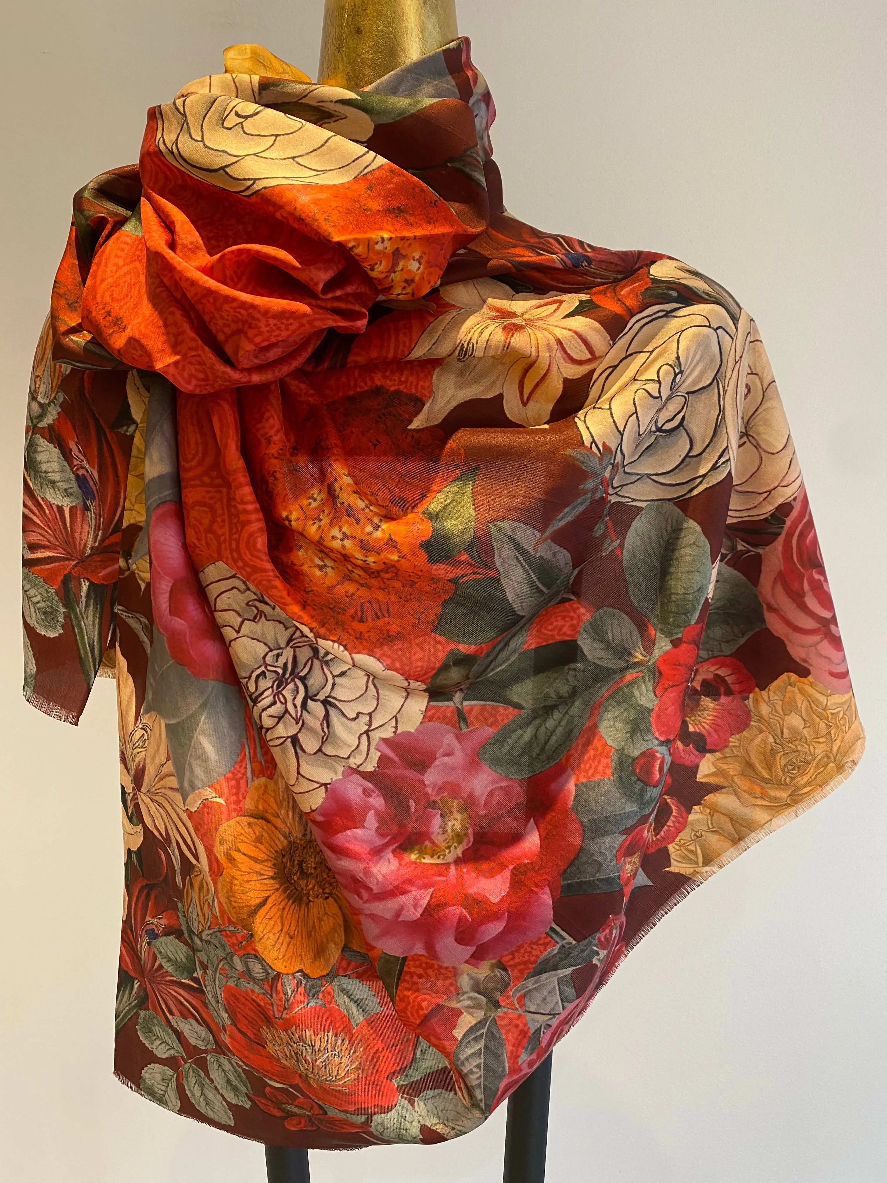 Spring Silk Scarf.       April Sale 25% Off ....At Checkout Use Code April25