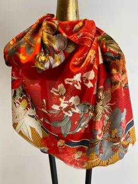 Spring Silk Scarf.       April Sale 25% Off ....At Checkout Use Code April25