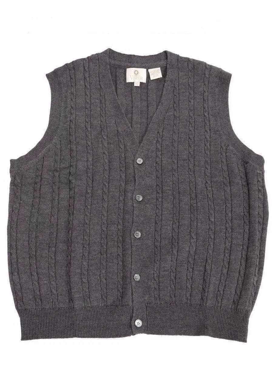 Stay Stylish and Cozy with our Extra Fine Merino Wool Cable Knit 5 Button Sweater Vest - Available in 11 Stunning Colors