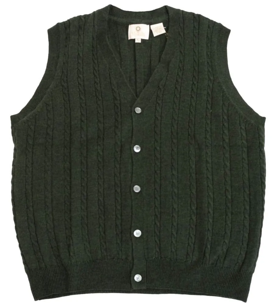Stay Stylish and Cozy with our Extra Fine Merino Wool Cable Knit 5 Button Sweater Vest - Available in 11 Stunning Colors
