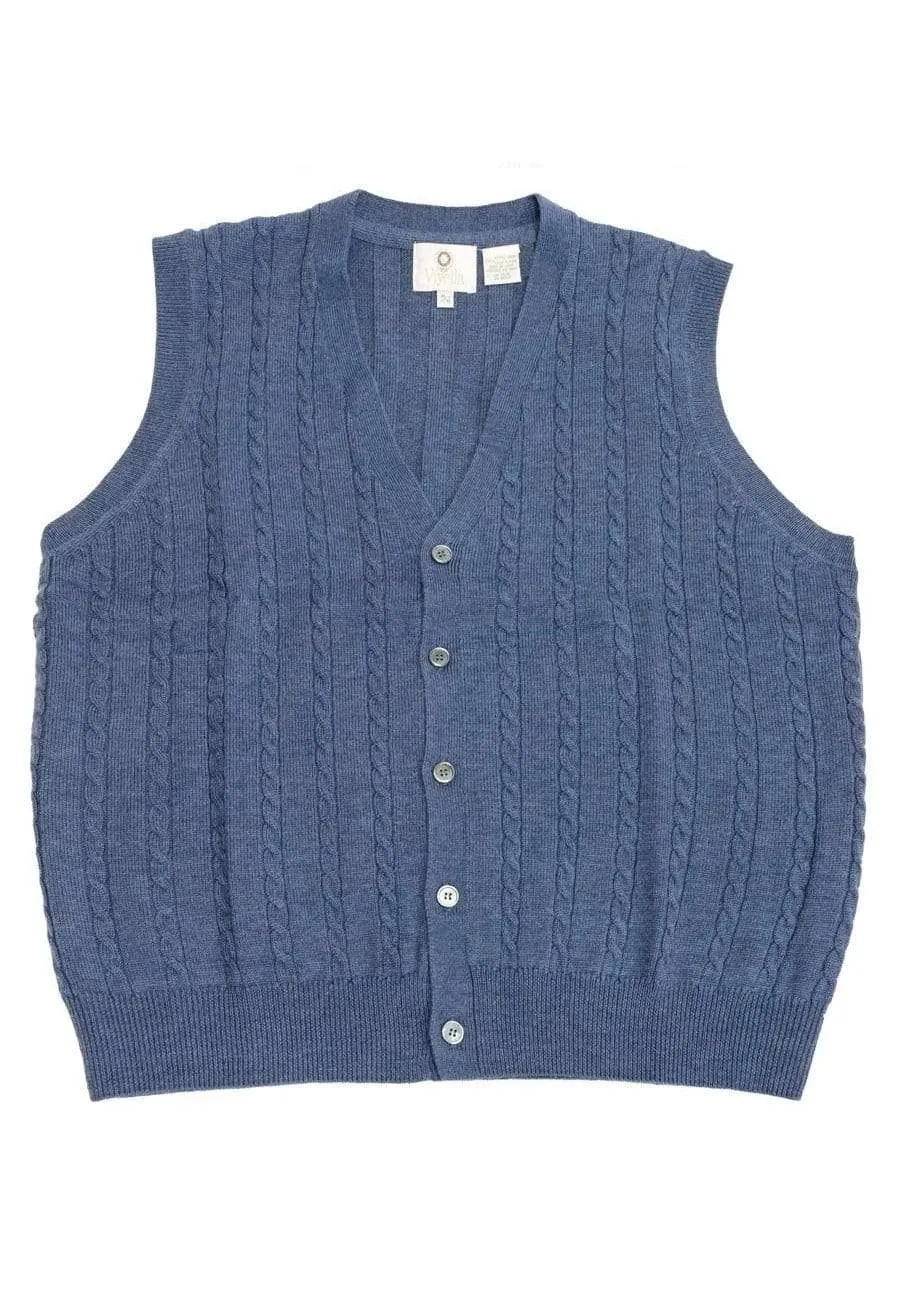 Stay Stylish and Cozy with our Extra Fine Merino Wool Cable Knit 5 Button Sweater Vest - Available in 11 Stunning Colors