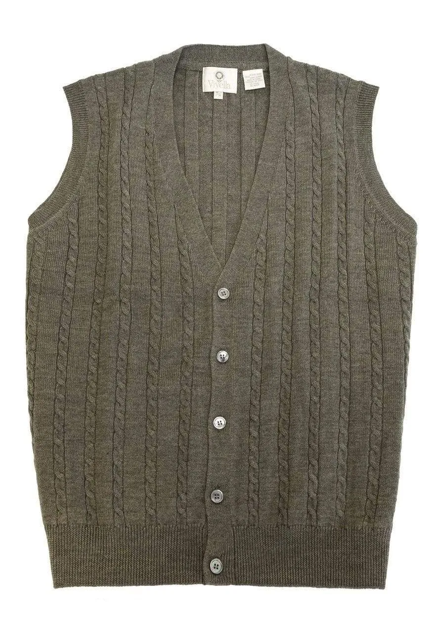 Stay Stylish and Cozy with our Extra Fine Merino Wool Cable Knit 5 Button Sweater Vest - Available in 11 Stunning Colors