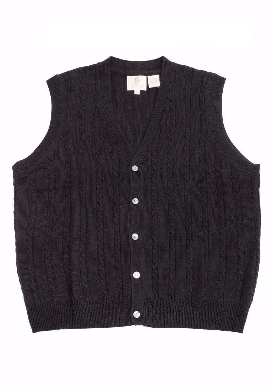 Stay Stylish and Cozy with our Extra Fine Merino Wool Cable Knit 5 Button Sweater Vest - Available in 11 Stunning Colors