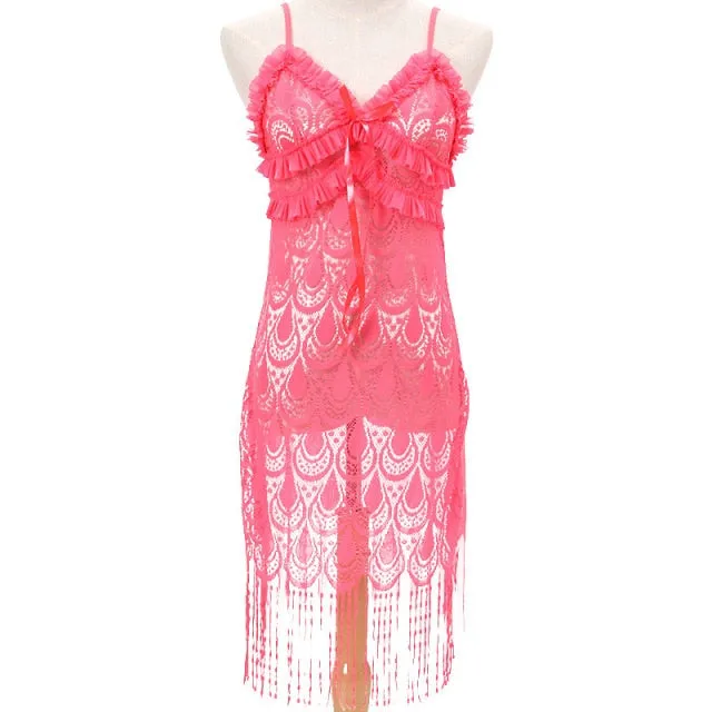 VenusFox Cross-border Hot Selling Sexy Pajama Tassel Skirt Hazy Seduction Sexy Lingerie Women Pajamas  Lingerie Erotic