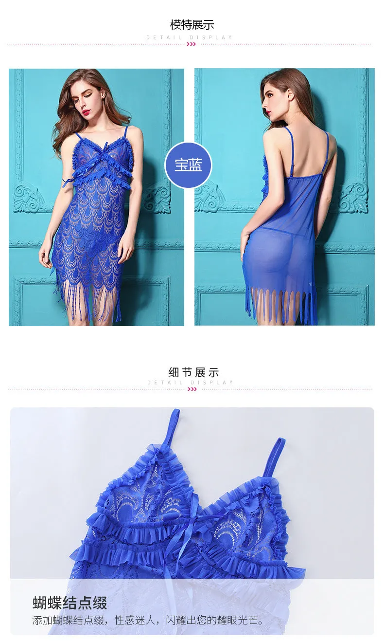VenusFox Cross-border Hot Selling Sexy Pajama Tassel Skirt Hazy Seduction Sexy Lingerie Women Pajamas  Lingerie Erotic