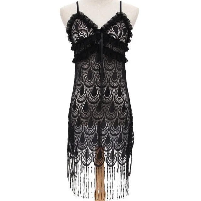 VenusFox Cross-border Hot Selling Sexy Pajama Tassel Skirt Hazy Seduction Sexy Lingerie Women Pajamas  Lingerie Erotic