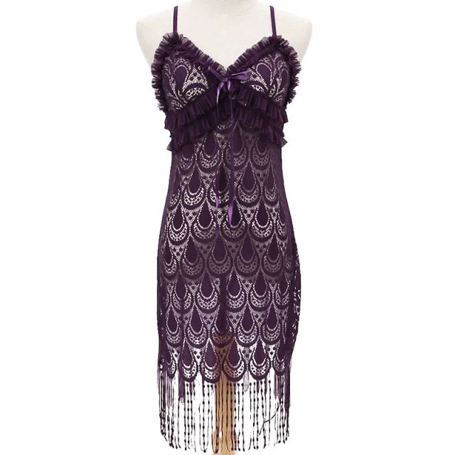 VenusFox Cross-border Hot Selling Sexy Pajama Tassel Skirt Hazy Seduction Sexy Lingerie Women Pajamas  Lingerie Erotic
