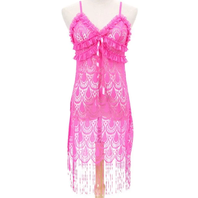 VenusFox Cross-border Hot Selling Sexy Pajama Tassel Skirt Hazy Seduction Sexy Lingerie Women Pajamas  Lingerie Erotic