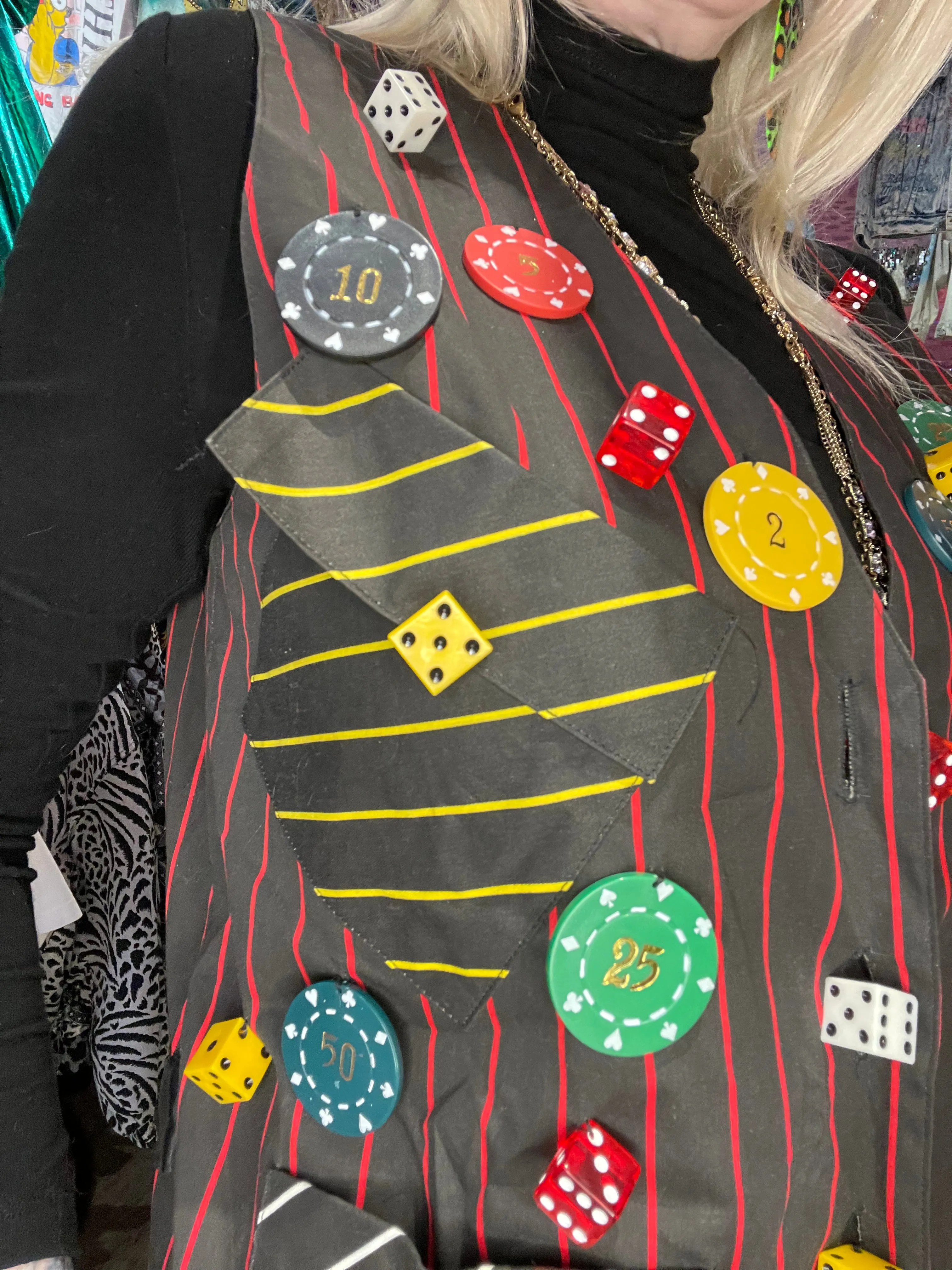 Vintage 80s Poker Chip And Dice Vest