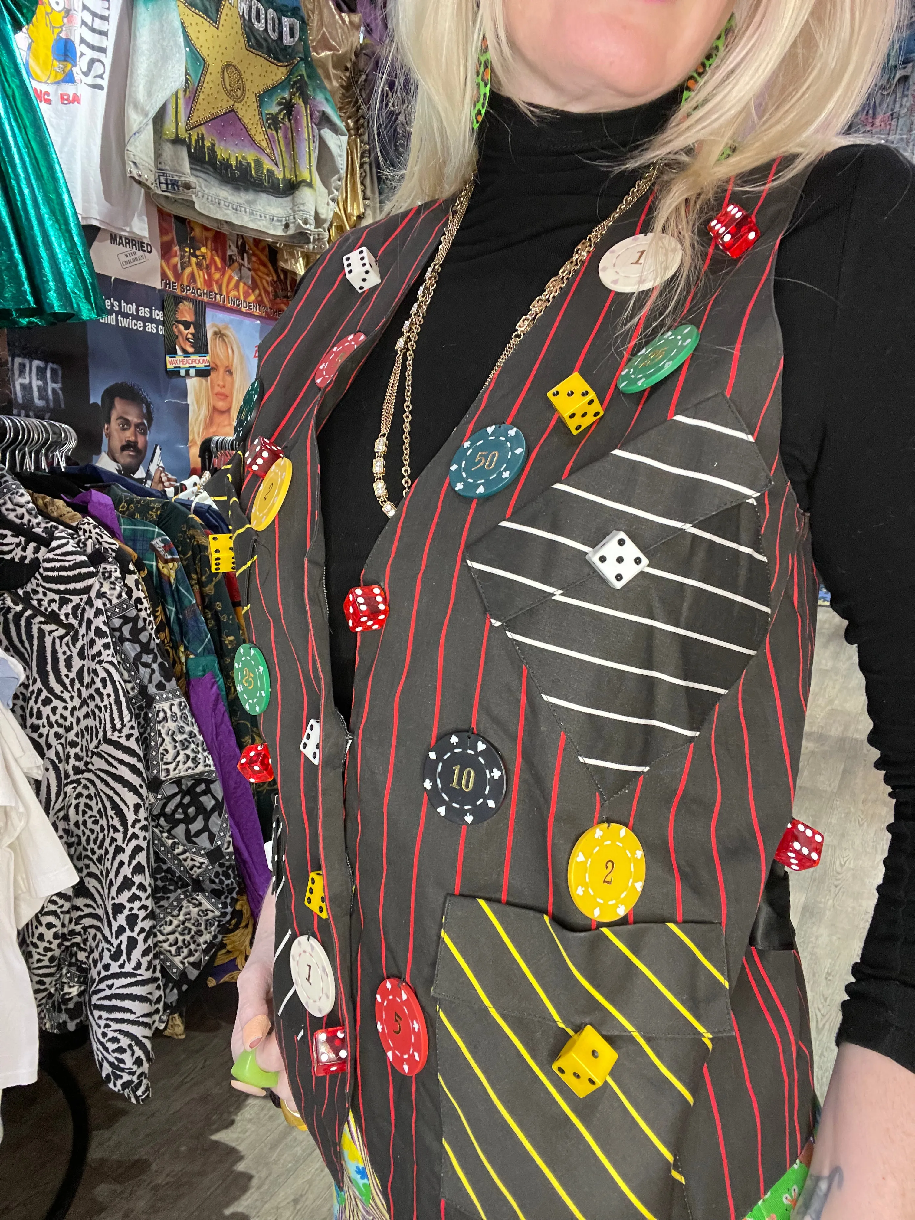 Vintage 80s Poker Chip And Dice Vest