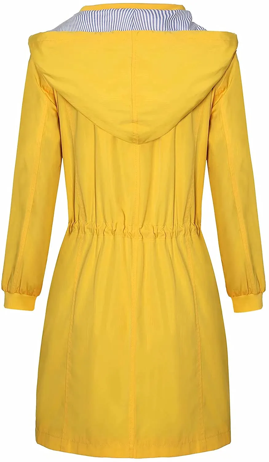 Windbreaker Yellow Lightweight Waterproof Hooded Trench Coat