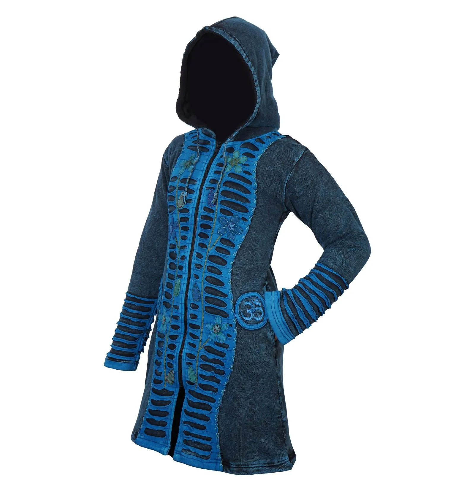 Women's Indigo Dyed Razor Cut Long Coat