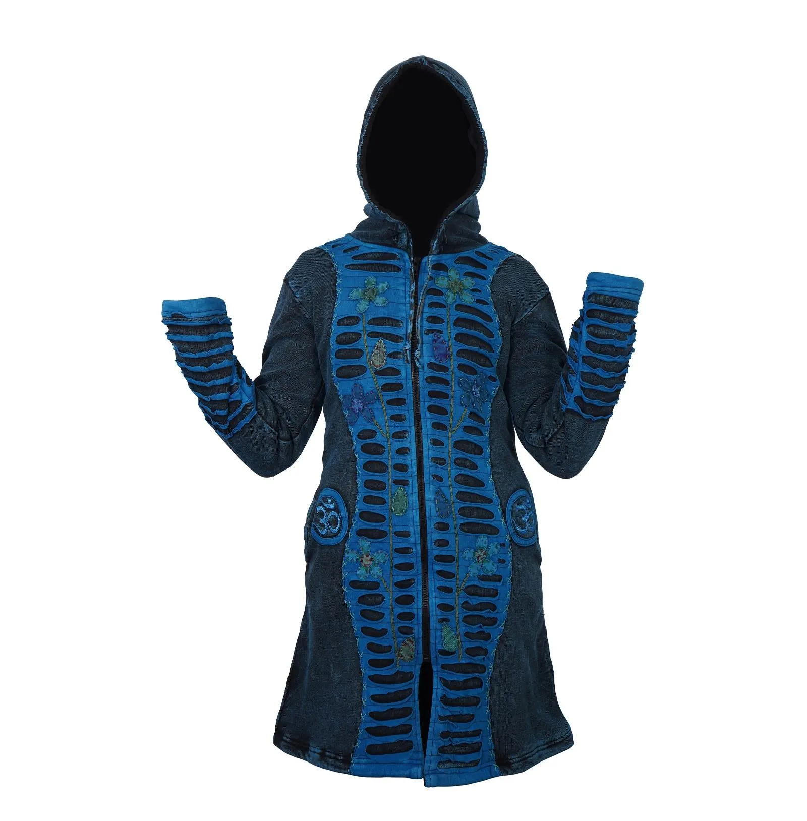 Women's Indigo Dyed Razor Cut Long Coat
