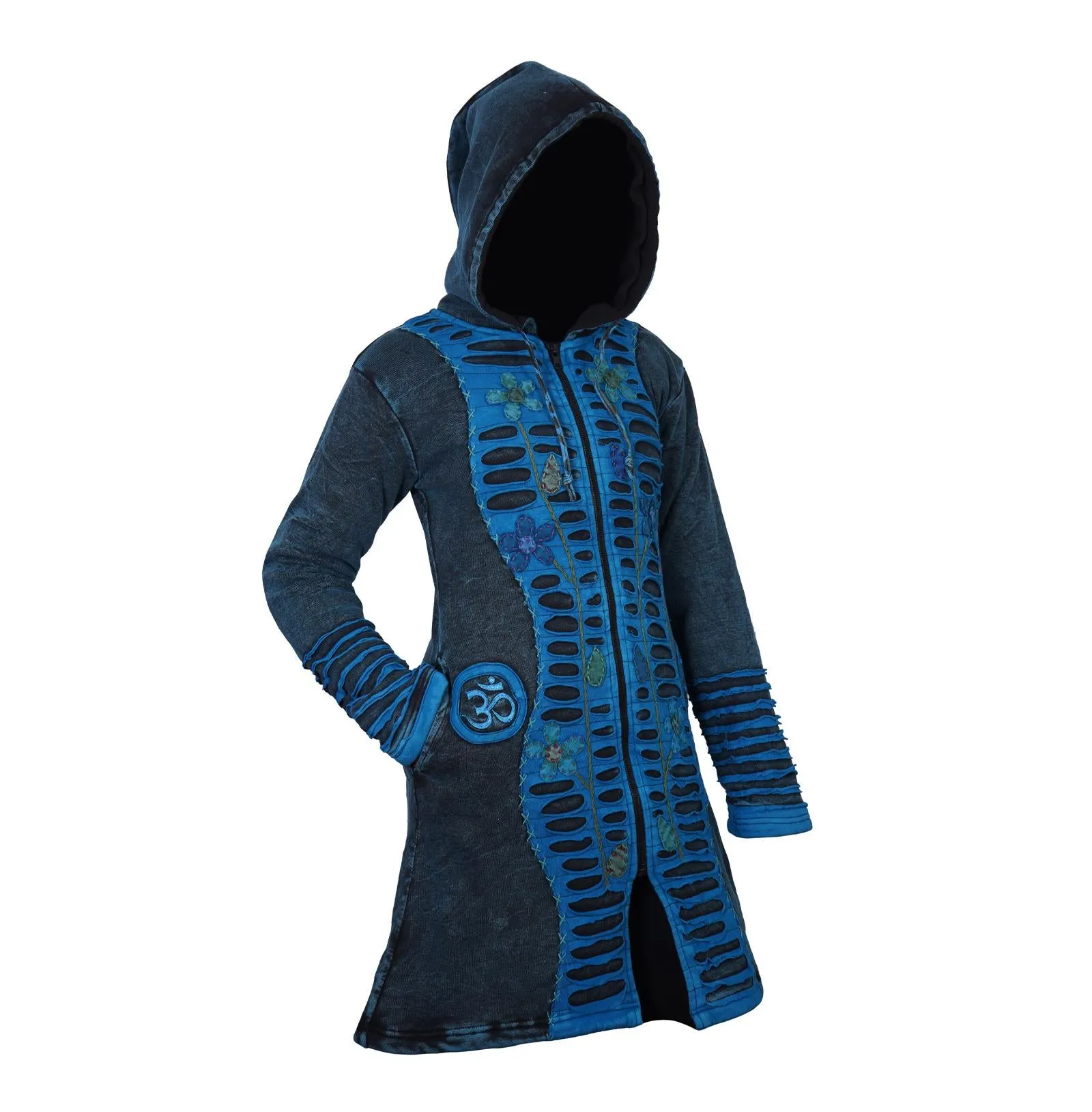 Women's Indigo Dyed Razor Cut Long Coat