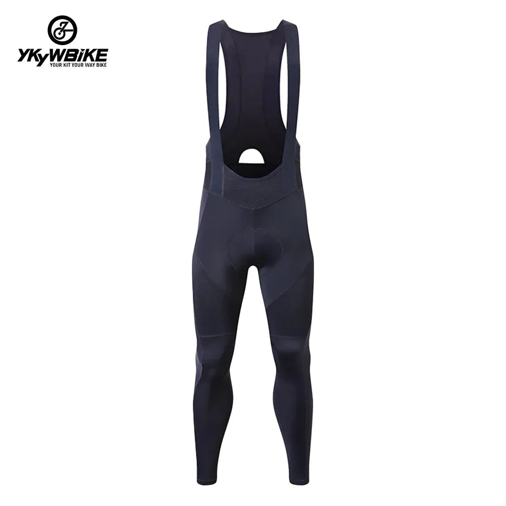 YKYW Men's Pro Tight Cycling Bib Pants 5H Ride Back Hollow Design Breathable Legs With Silicone Non-slip Black