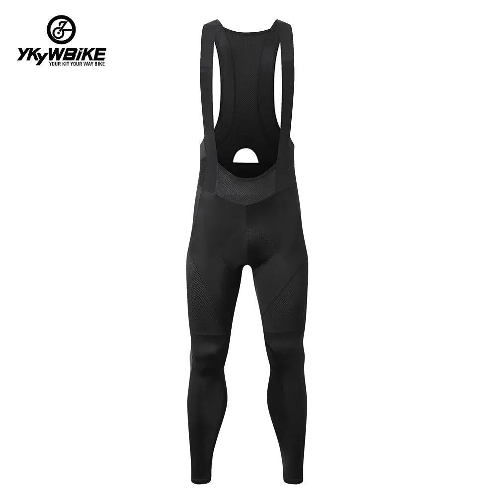 YKYW Men's Pro Tight Cycling Bib Pants 5H Ride Back Hollow Design Breathable Legs With Silicone Non-slip Black