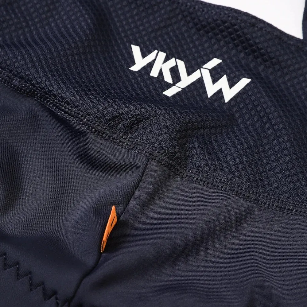 YKYW Men's Pro Tight Cycling Bib Pants 5H Ride Back Hollow Design Breathable Legs With Silicone Non-slip Black