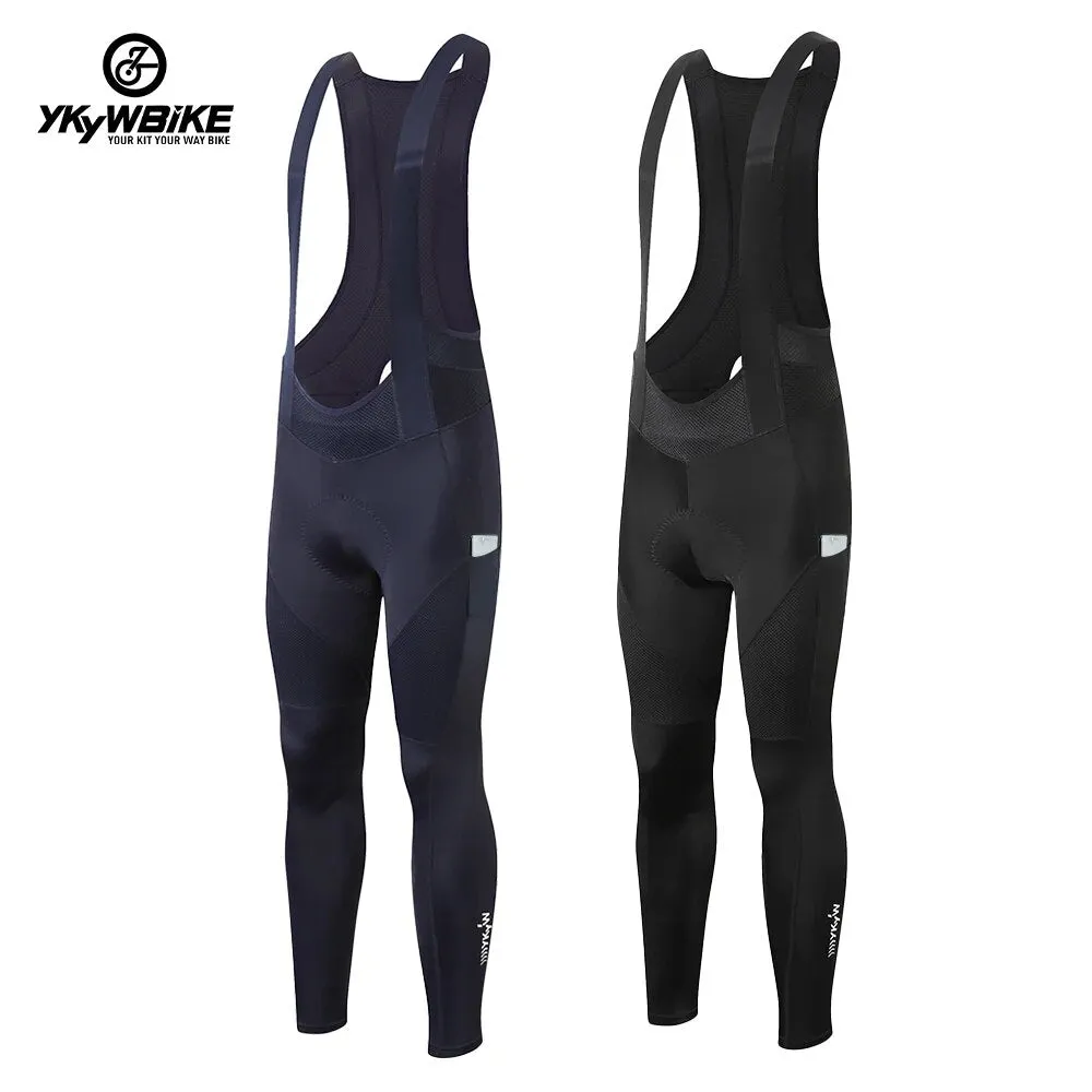 YKYW Men's Pro Tight Cycling Bib Pants 5H Ride Back Hollow Design Breathable Legs With Silicone Non-slip Black